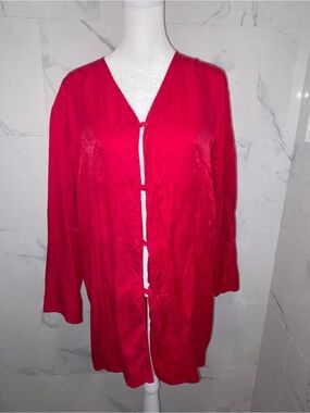 Vintage Gold Label Victoria's Secret Red Paisley 100% Silk Pajamas